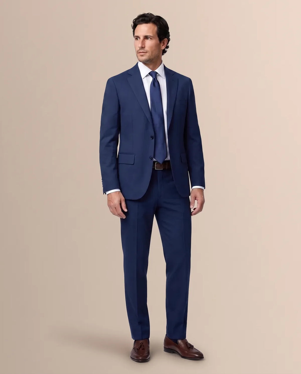 Vestido Slim Fit Brooks Brothers VE00000C-BB - Azul Medio - Modelo cuerpo completo