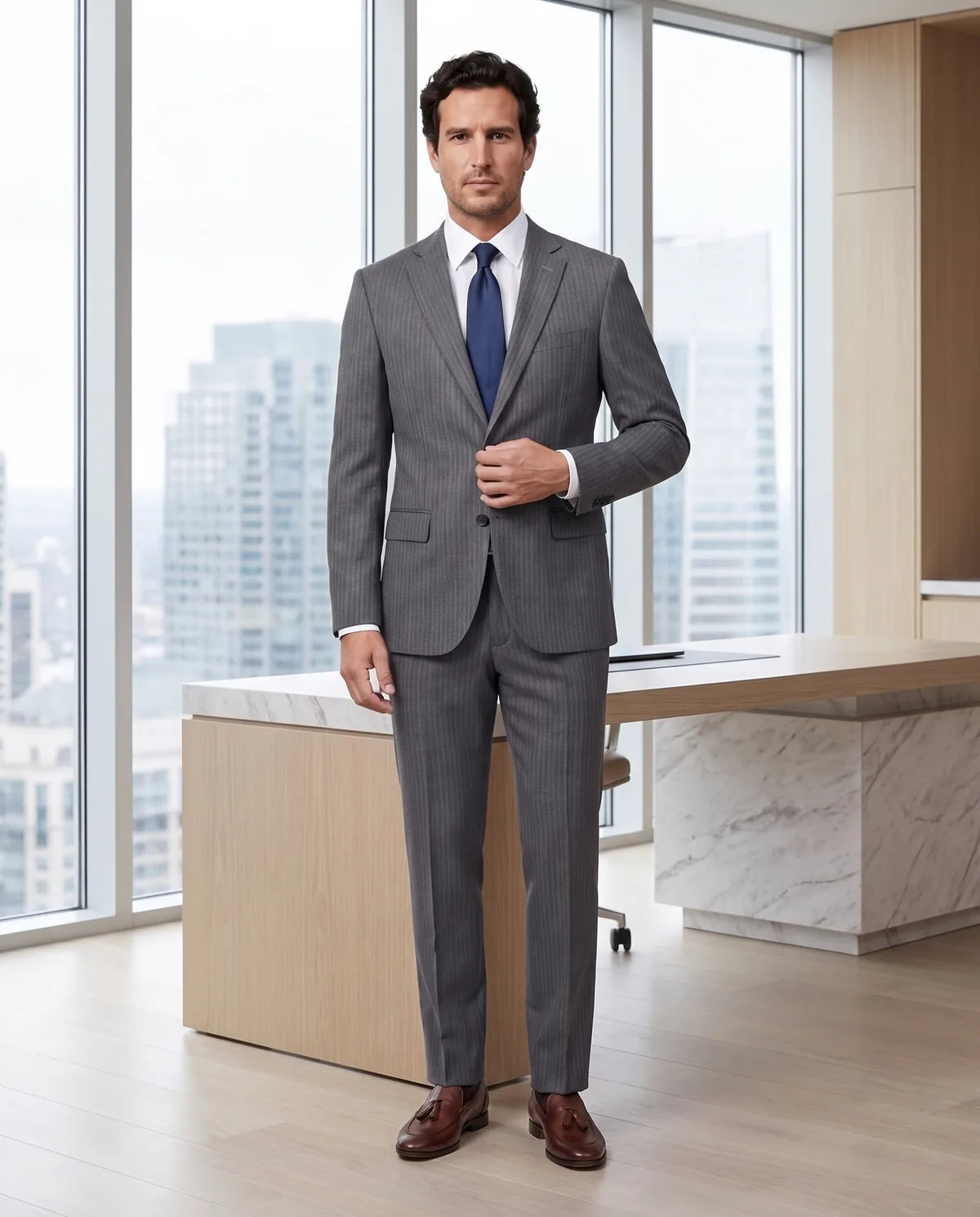 Vestido Classic Fit Gris Oscuro Austin Reed VE04257 - Gris Oscuro - Lifestyle luxury