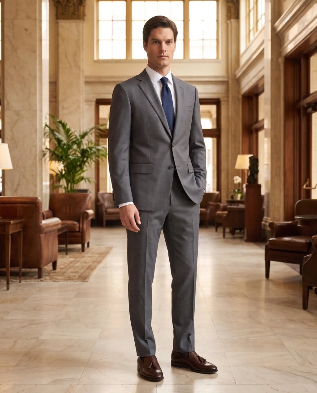 Vestido Classic Fit Gris Oscuro Brooks Brothers VE04282 - Gris Oscuro - Lifestyle luxury
