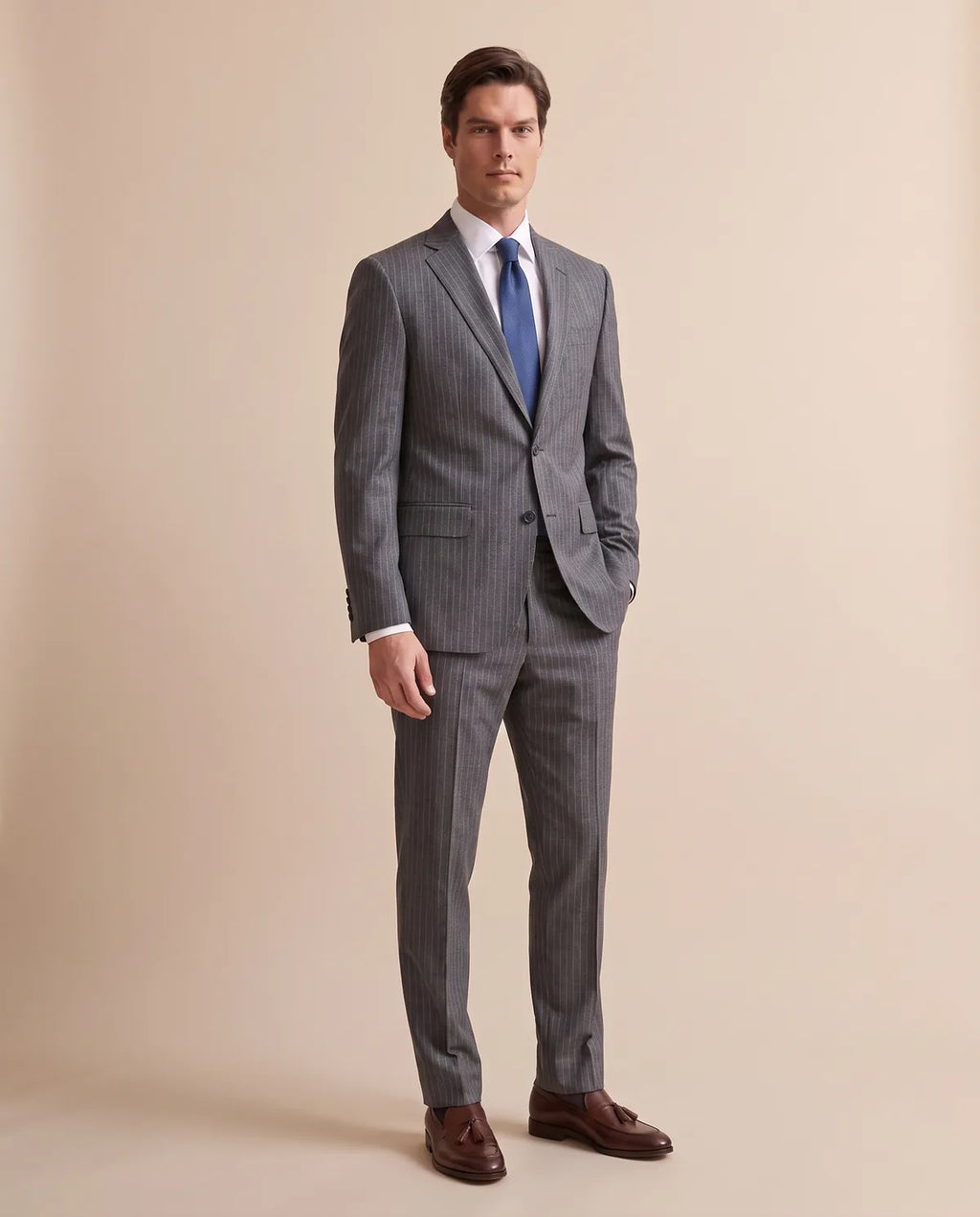 Vestido Classic Fit Gris Oscuro Brooks Brothers VE04282 - Gris Oscuro - Modelo cuerpo completo