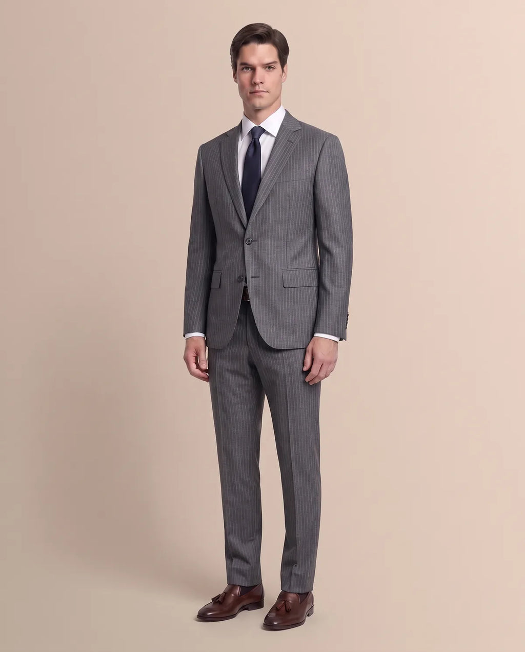 Vestido Classic Fit Gris Oscuro Brooks Brothers VE04282 - Gris Oscuro - Modelo cuerpo completo