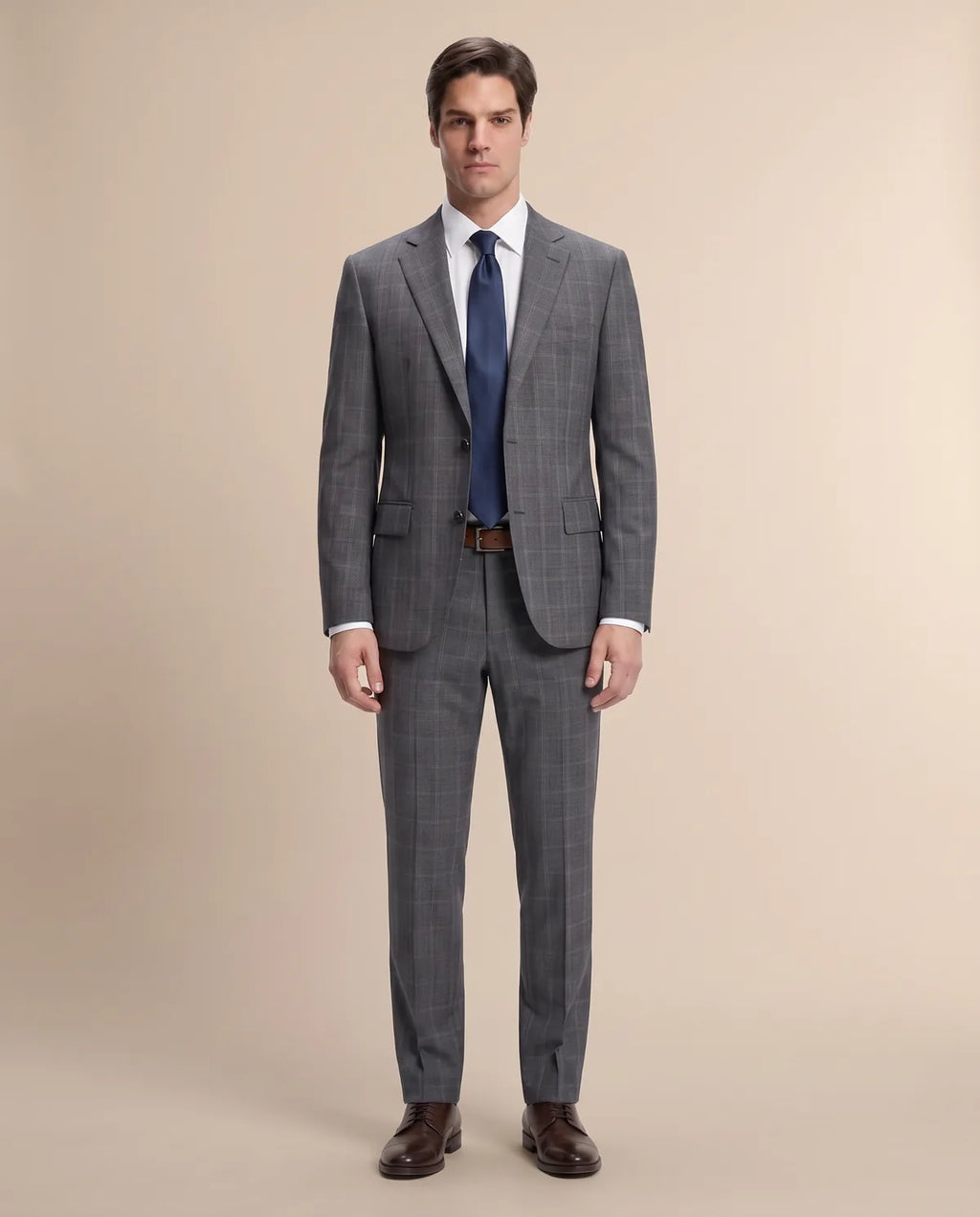 Vestido Classic Fit Gris Claro Lana 100% Brooks Brothers VE04286 - (único) - Modelo cuerpo completo