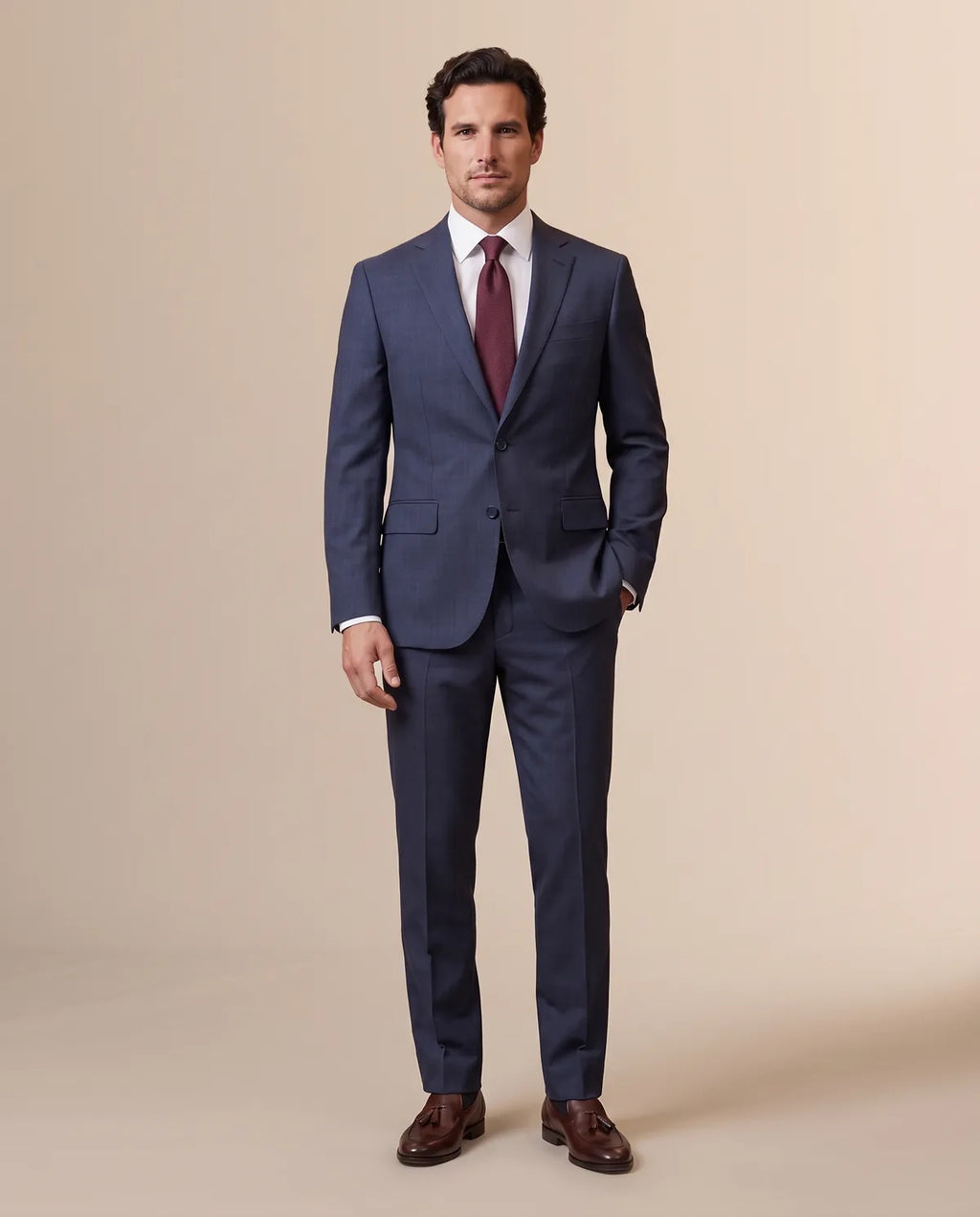 Vestido Classic Fit Azul Oscuro Brooks Brothers VE04281 - Azul Oscuro - Modelo cuerpo completo