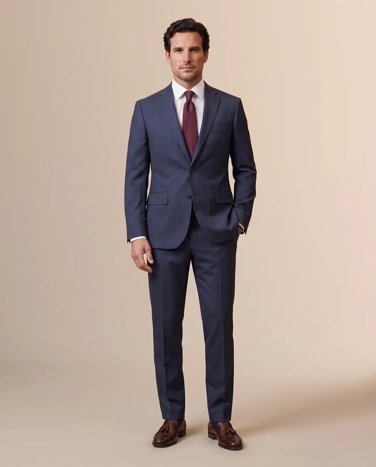 Vestido Classic Fit Azul Oscuro Brooks Brothers VE04281 - Azul Oscuro - Modelo cuerpo completo