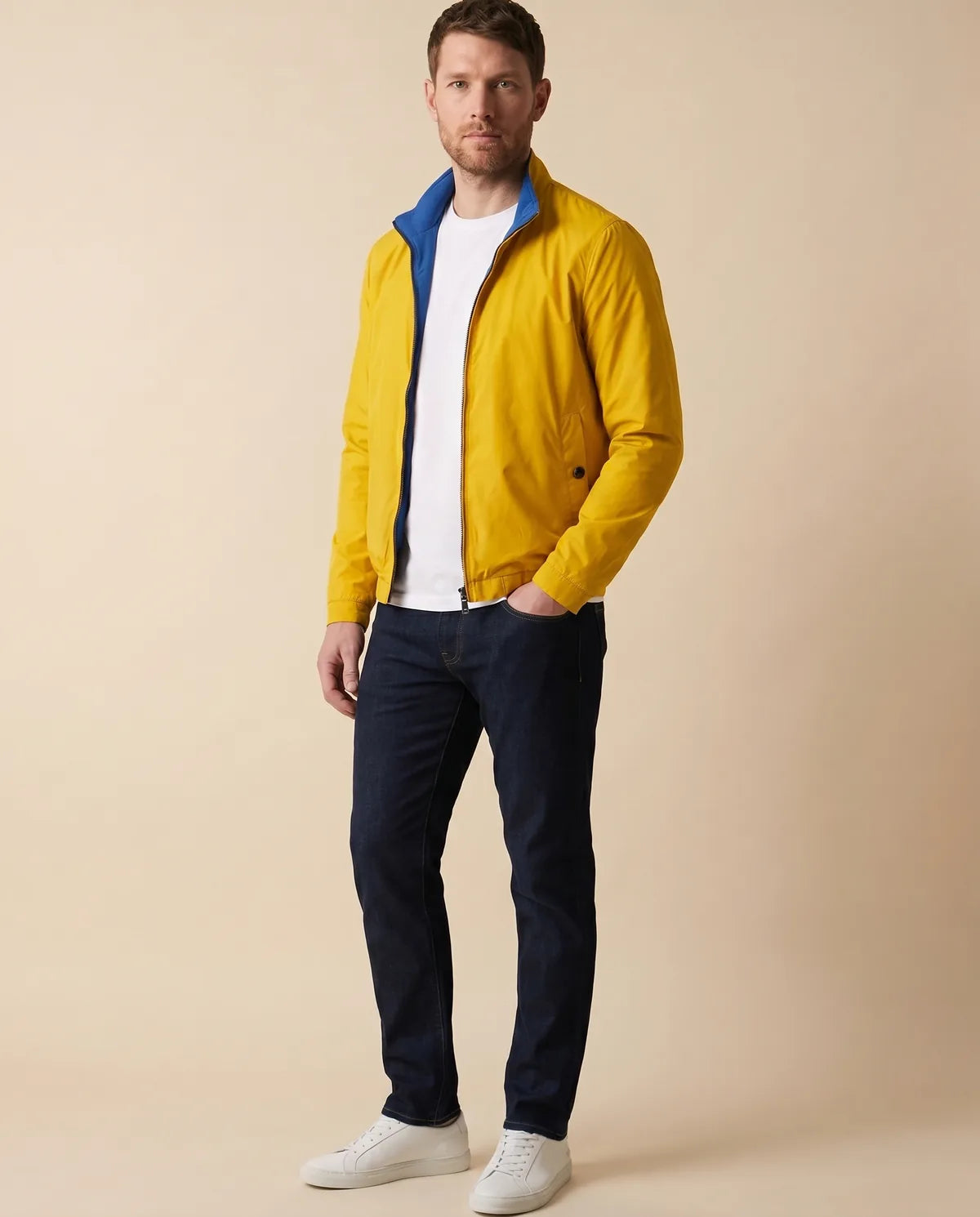 Chaqueta Reversible Perry Ellis CH00110 - azul-amarillo - tres cuartos