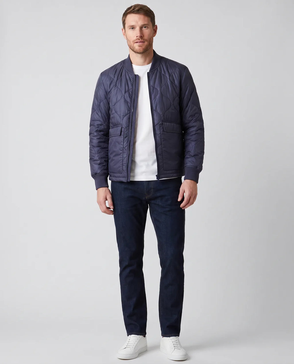 Chaqueta Quilted Perry Ellis CH00121 - Azul Oscuro - cuerpo completo