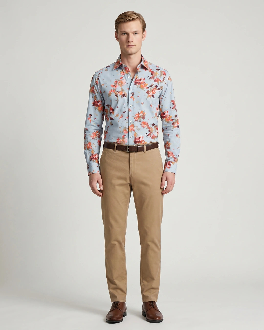 Camisa Sport Classic Fit Perry Ellis CS00893 - Azul Claro - Modelo cuerpo completo