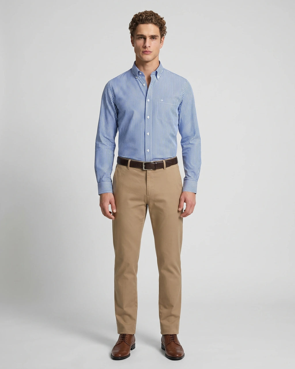 Camisa Sport Guy Laroche CS00815 - Azul Medio - Modelo cuerpo completo