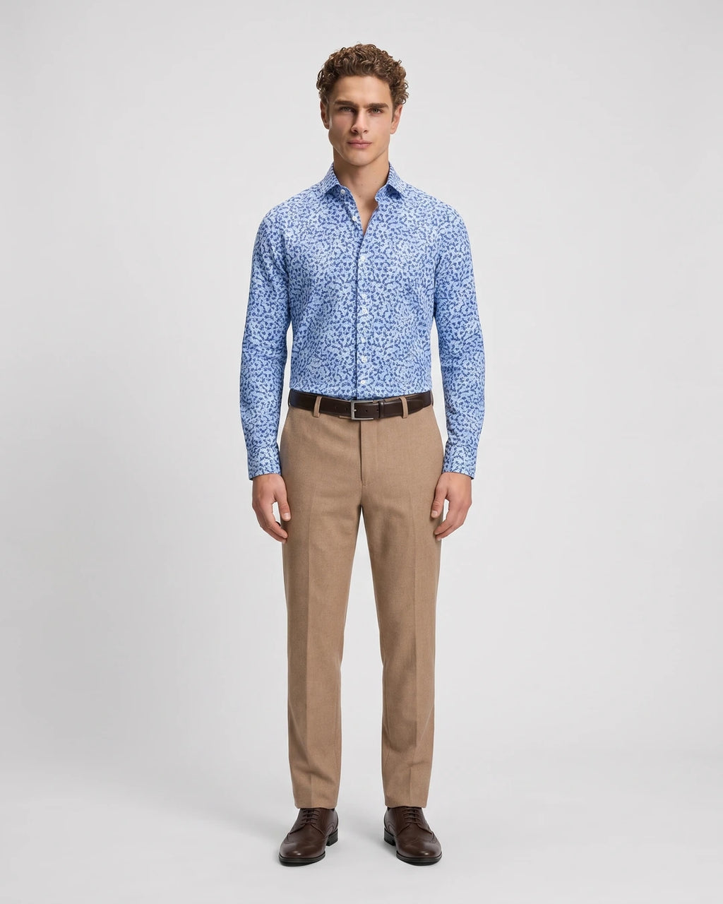 Camisa Sport Perry Ellis CS00883 - Azul Medio - Modelo cuerpo completo