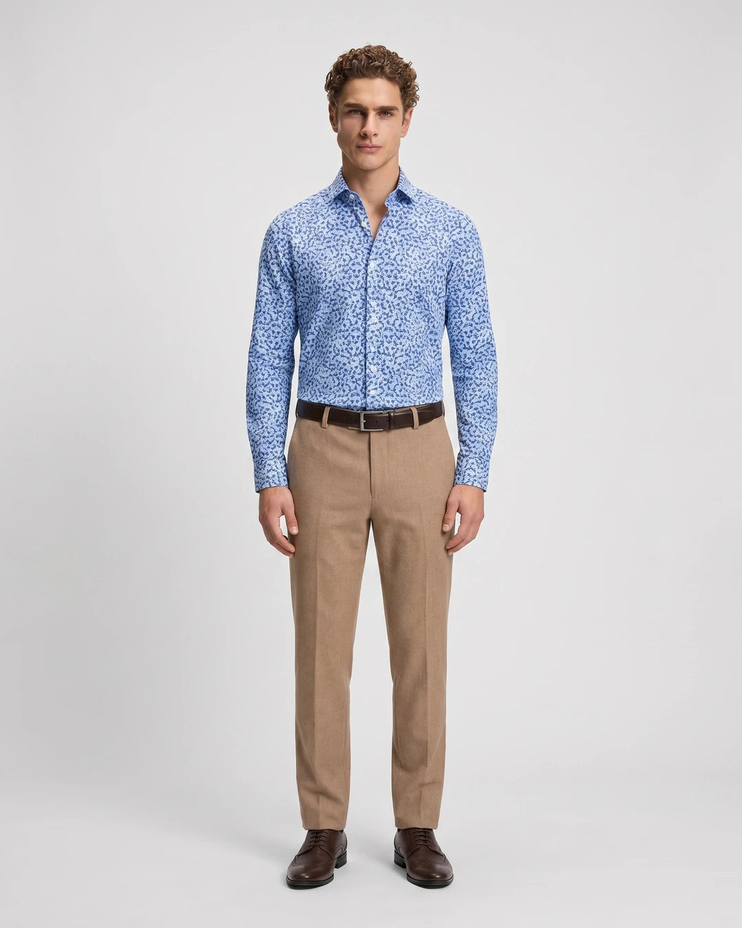 Camisa Sport Perry Ellis CS00883 - Azul Medio - Modelo cuerpo completo