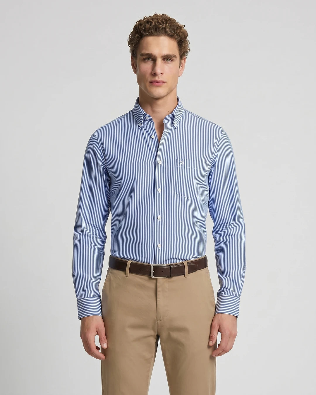 Camisa Sport Guy Laroche CS00815 - Azul Medio - Modelo plano americano lookbook