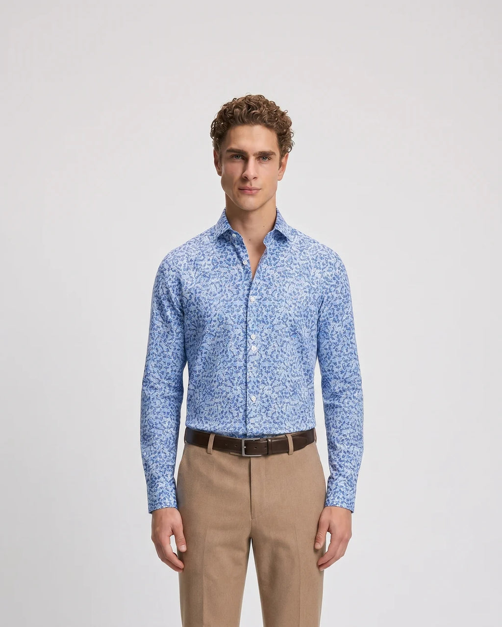 Camisa Sport Perry Ellis CS00883 - Azul Medio - Modelo plano americano lookbook