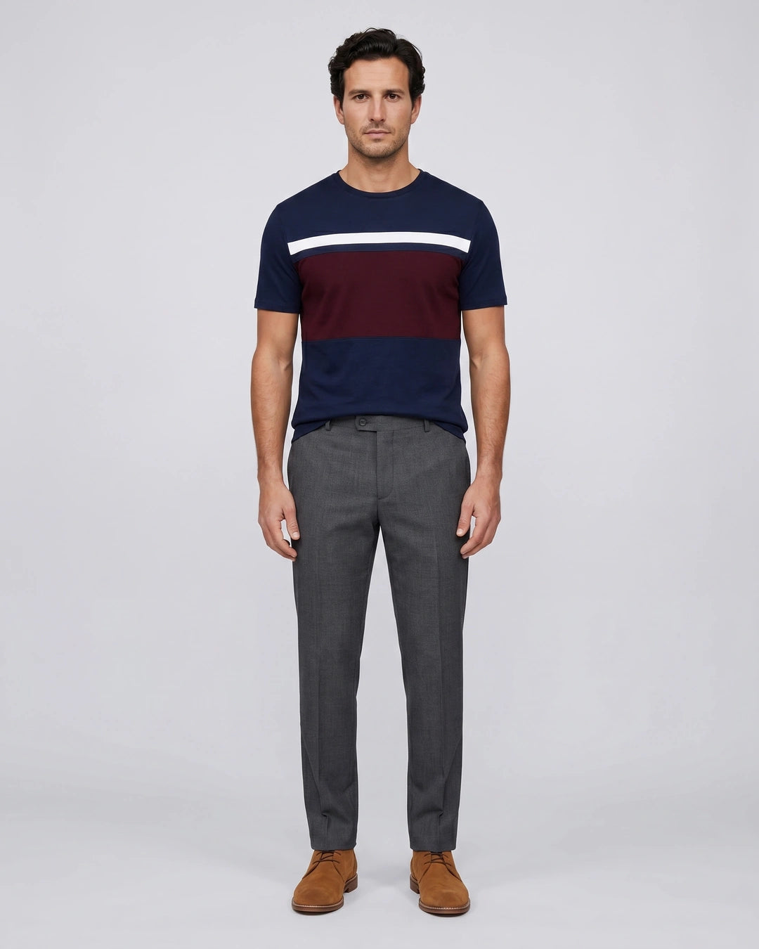 T-Shirt Perry Ellis TS00015 - Azul Oscuro - Modelo cuerpo completo