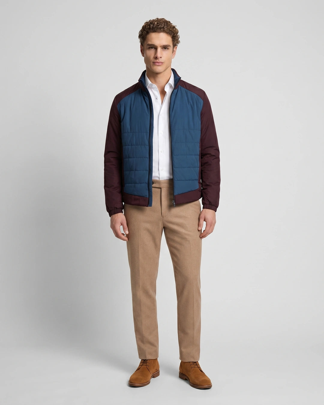 Chaqueta Quilted Perry Ellis Azul Oscuro CH00111 - Azul Oscuro - Modelo cuerpo completo Imagen principal del producto