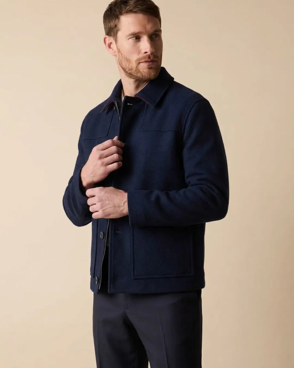 Chaqueta Paño Austin Reed CH00118 - Azul Oscuro - Modelo plano americano lookbook