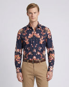 Camisa Sport Classic Fit Perry Ellis CS00893 - Azul Oscuro - Modelo plano americano lookbook