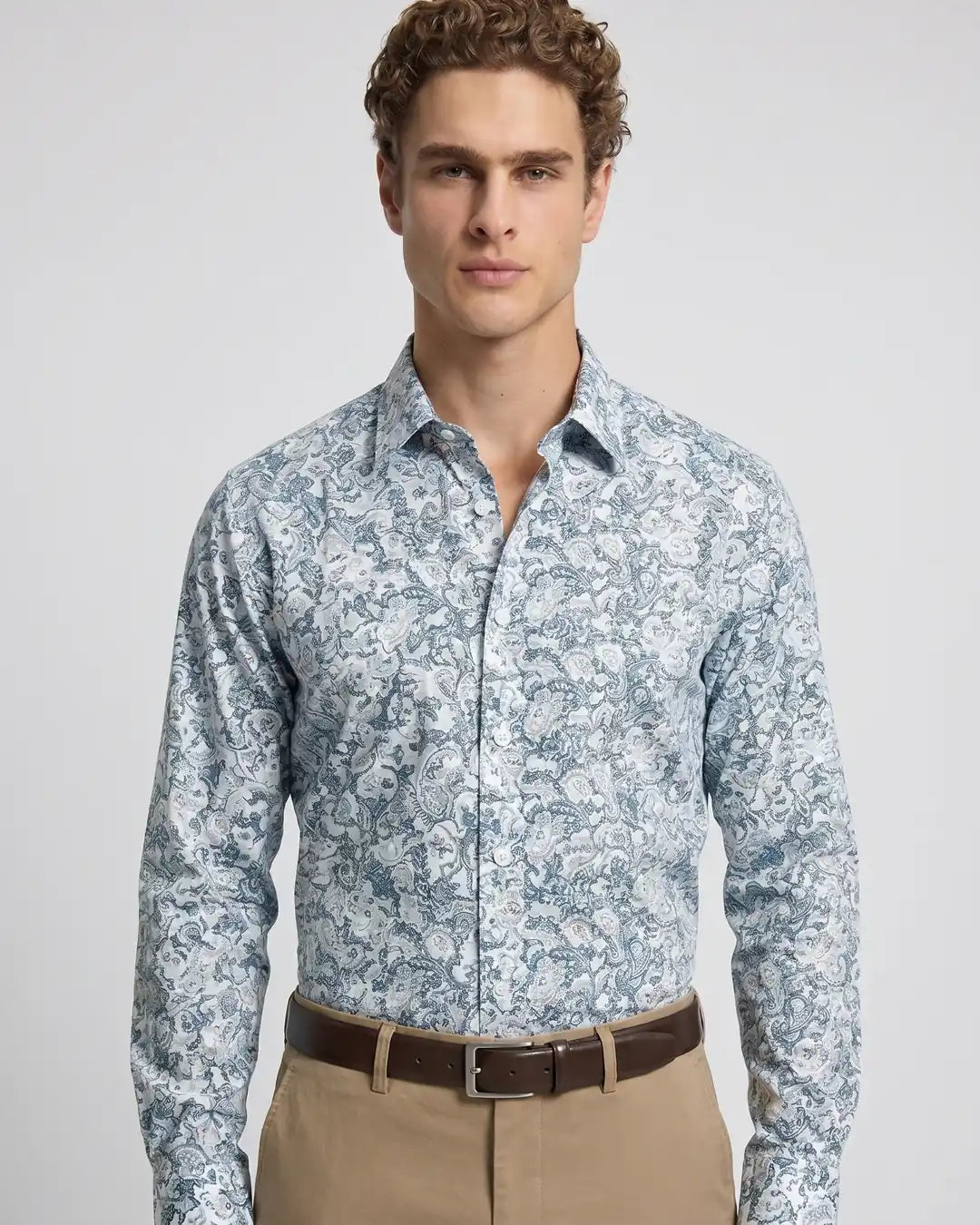 Camisa Sport Perry Ellis CS00908 - Azul Oscuro - Modelo plano americano lookbook