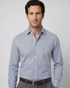 Camisa Sport con Microdiseno Perry Ellis CS00915 - Azul Oscuro - Modelo plano americano lookbook