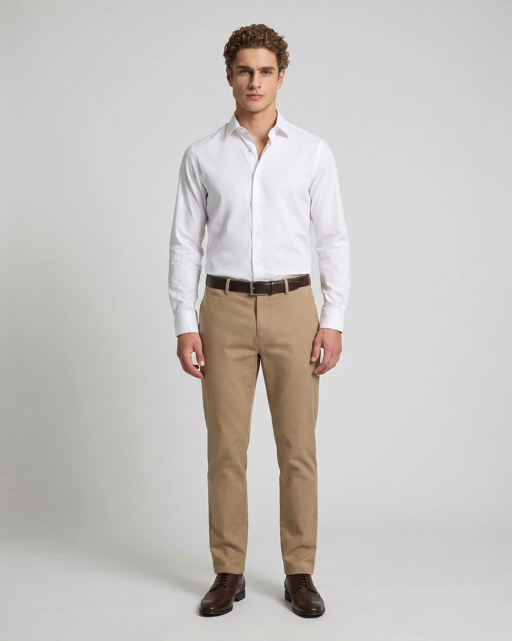 Camisa Sport Spread Collar Perry Ellis CS00699B - Blanco - Modelo cuerpo completo