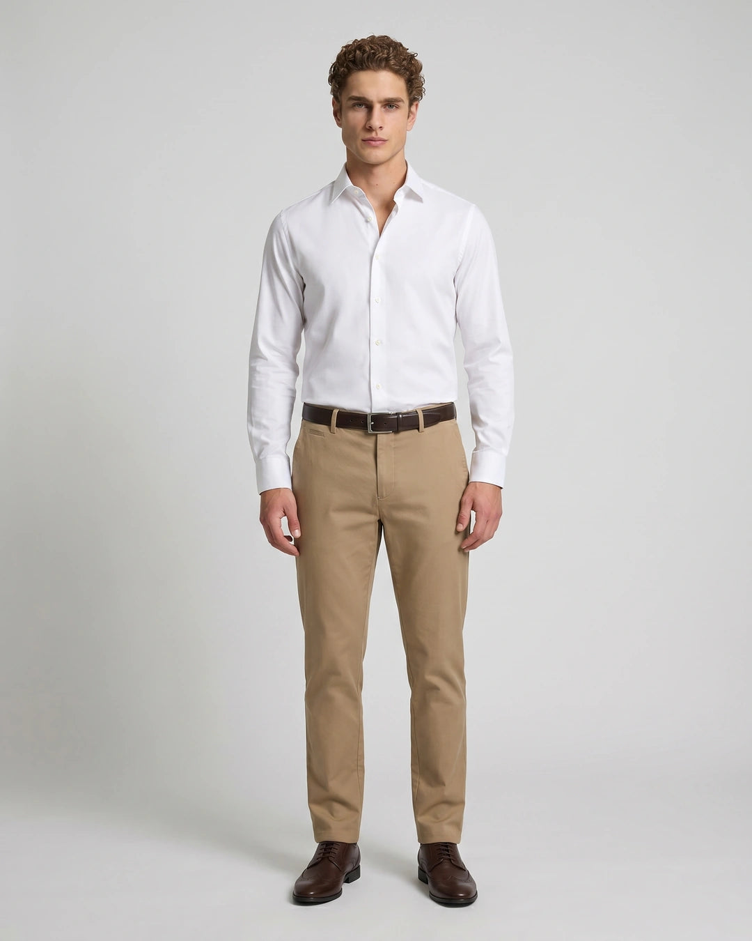 Camisa Sport Spread Collar Perry Ellis CS00699B - Blanco - Modelo cuerpo completo
