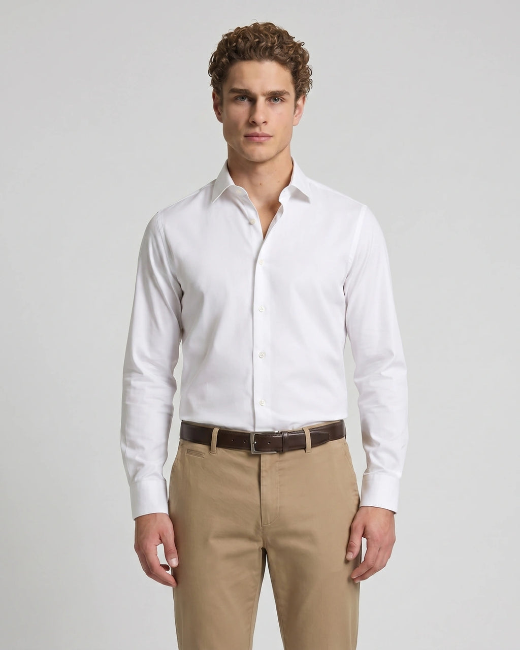 Camisa Sport Spread Collar Perry Ellis CS00699B - Blanco - Modelo plano americano lookbook