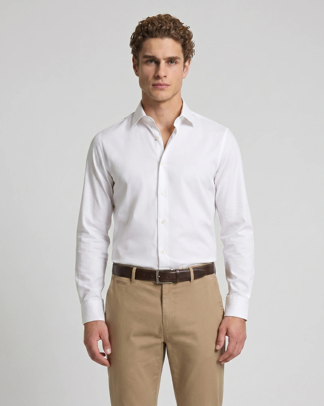 Camisa Sport Spread Collar Perry Ellis CS00699B - Blanco - Modelo plano americano lookbook