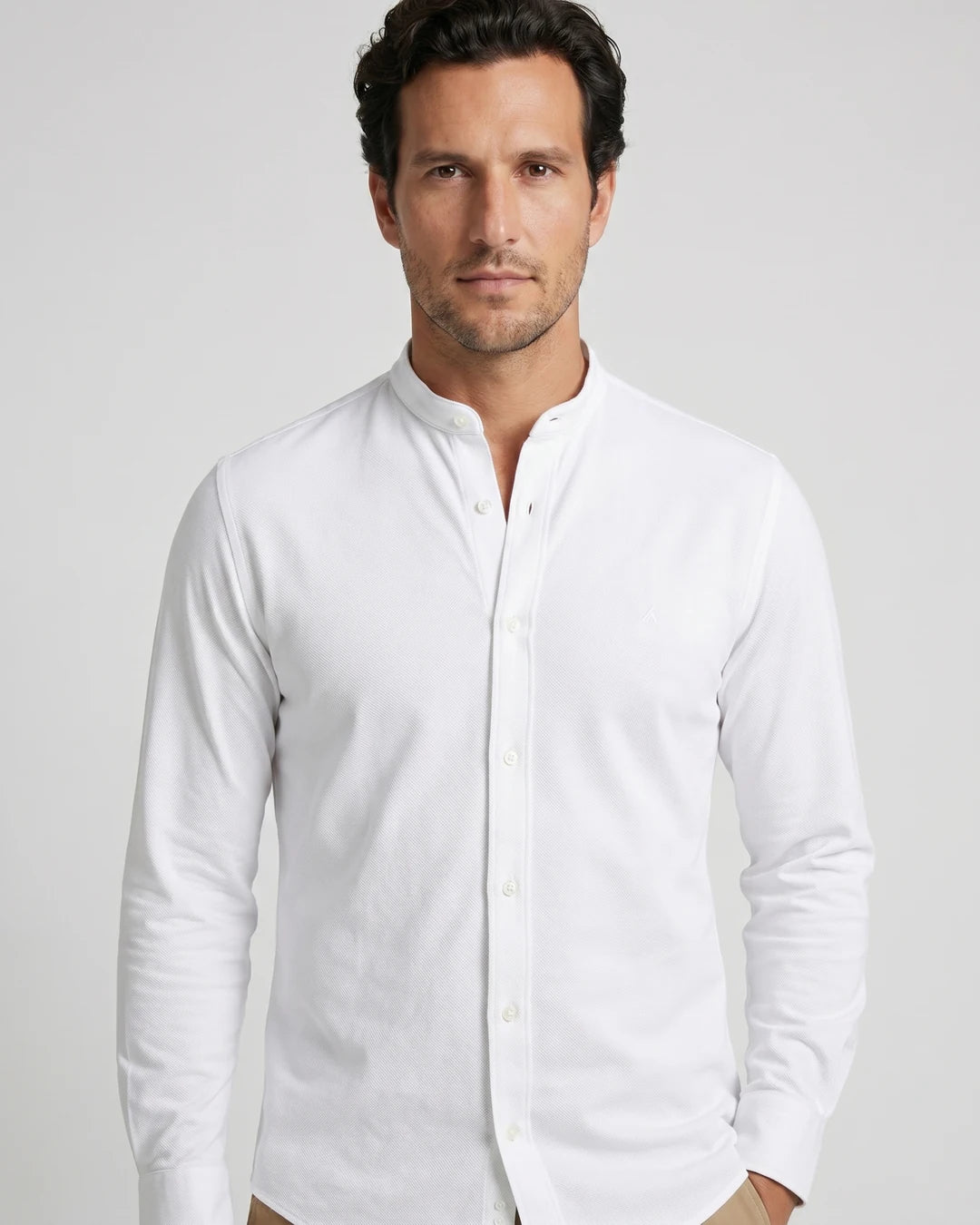 Camisa Sport Cuello Mao Austin Reed CS00926 - Blanco - Modelo plano americano lookbook