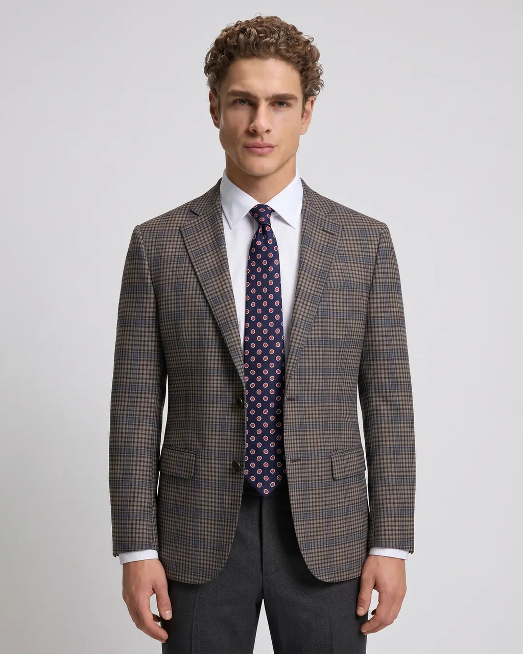 Saco Cuadros Classic Fit Austin Reed SA00487 - Cafe Oscuro - Modelo plano americano lookbook