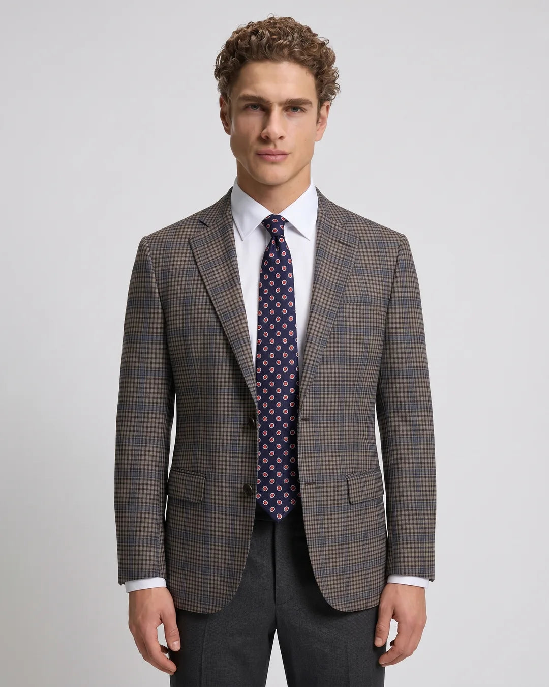 Saco Cuadros Classic Fit Austin Reed SA00487 - Cafe Oscuro - Modelo plano americano lookbook