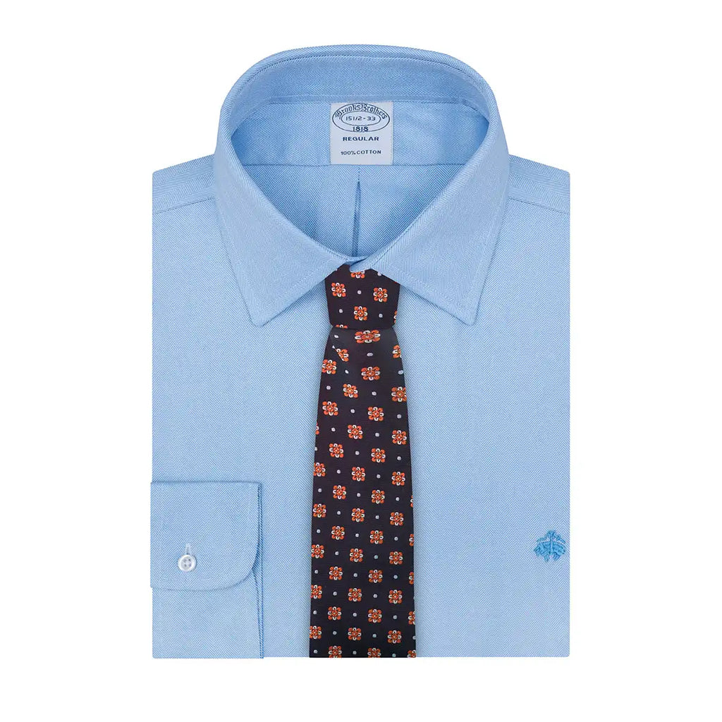 Camisa Formal Classic Fit Spread Collar Brooks Brothers CC00894GBB - Azul Medio - Frente ghost mannequin