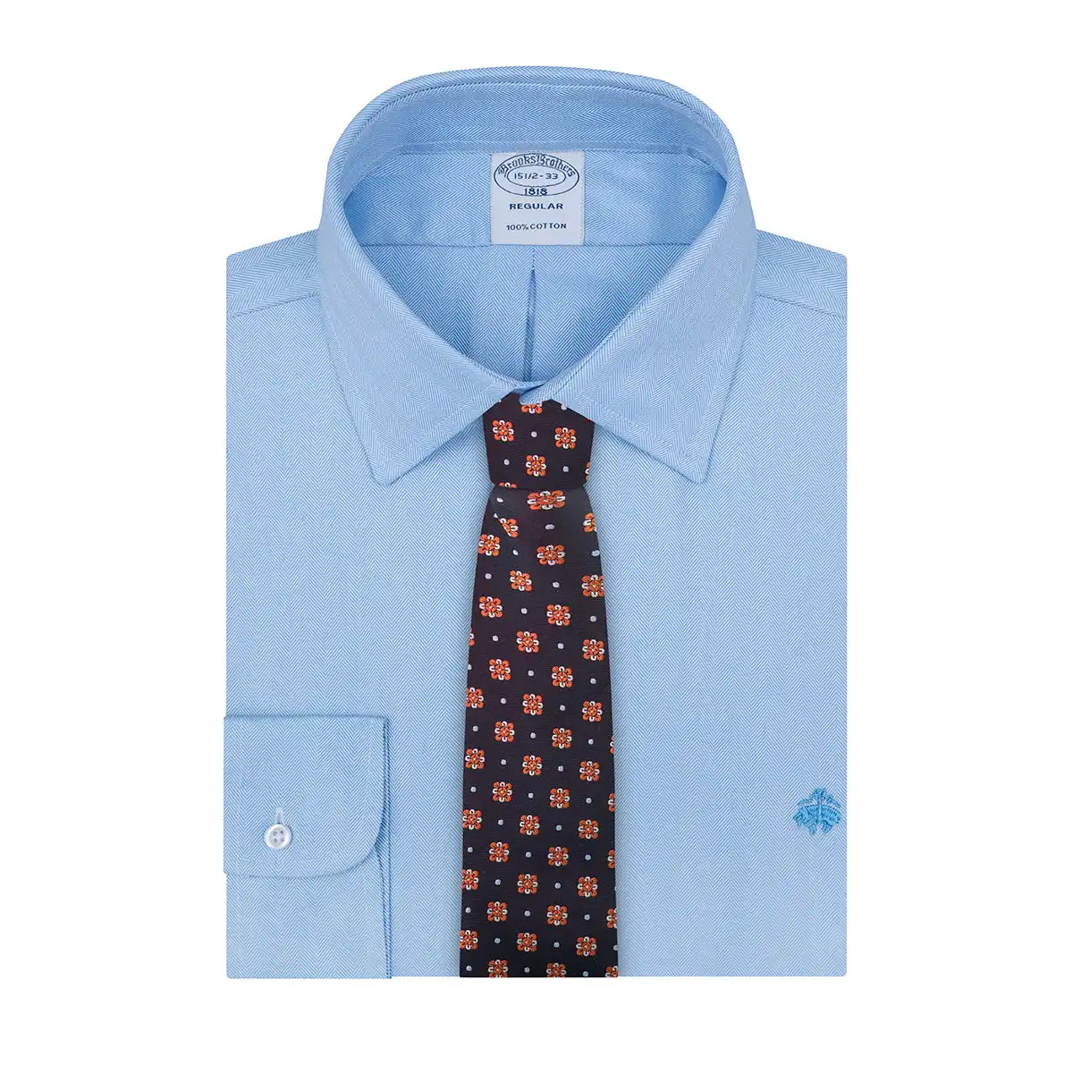 Camisa Formal Classic Fit Spread Collar Brooks Brothers CC00894GBB - Azul Medio - Frente ghost mannequin