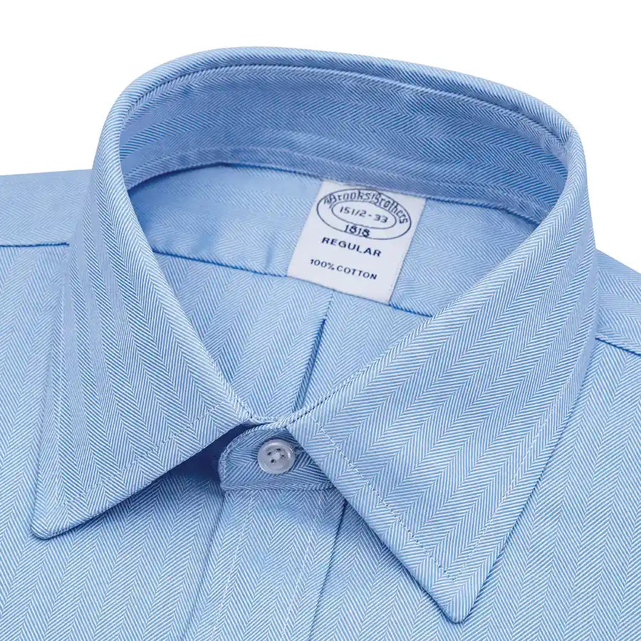 Camisa Formal Classic Fit Spread Collar Brooks Brothers CC00894GBB - Azul Medio - Detalle cuello
