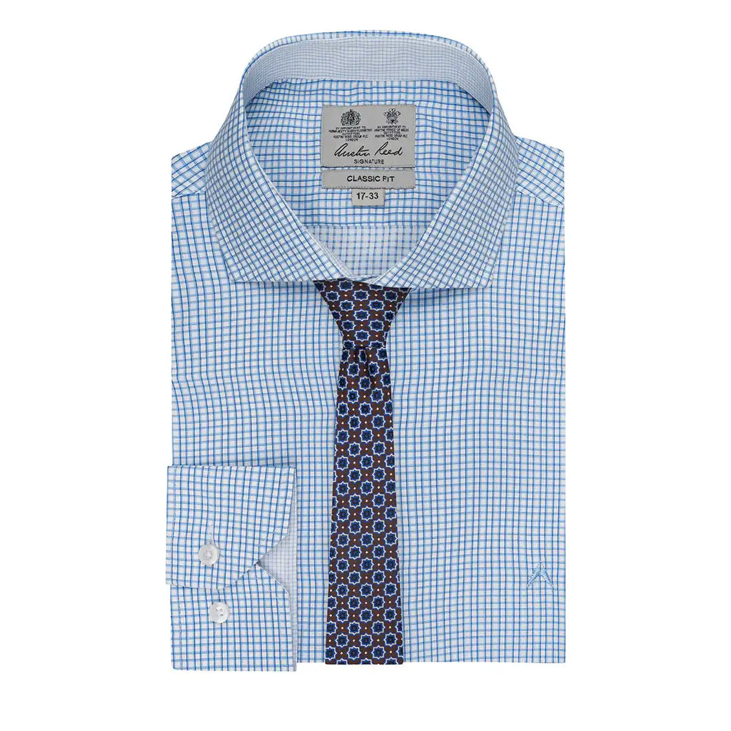 Camisa Formal Classic Fit Azul Spread Collar Austin Reed CC01066