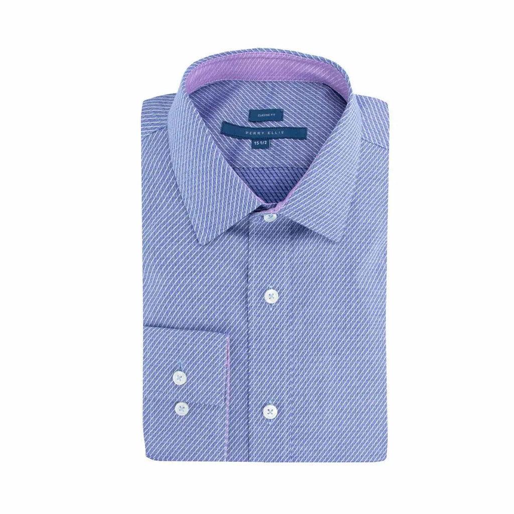 Camisa Formal Classic Fit Spread Collar Perry Ellis CC00998 - Lila - Detalle cuello