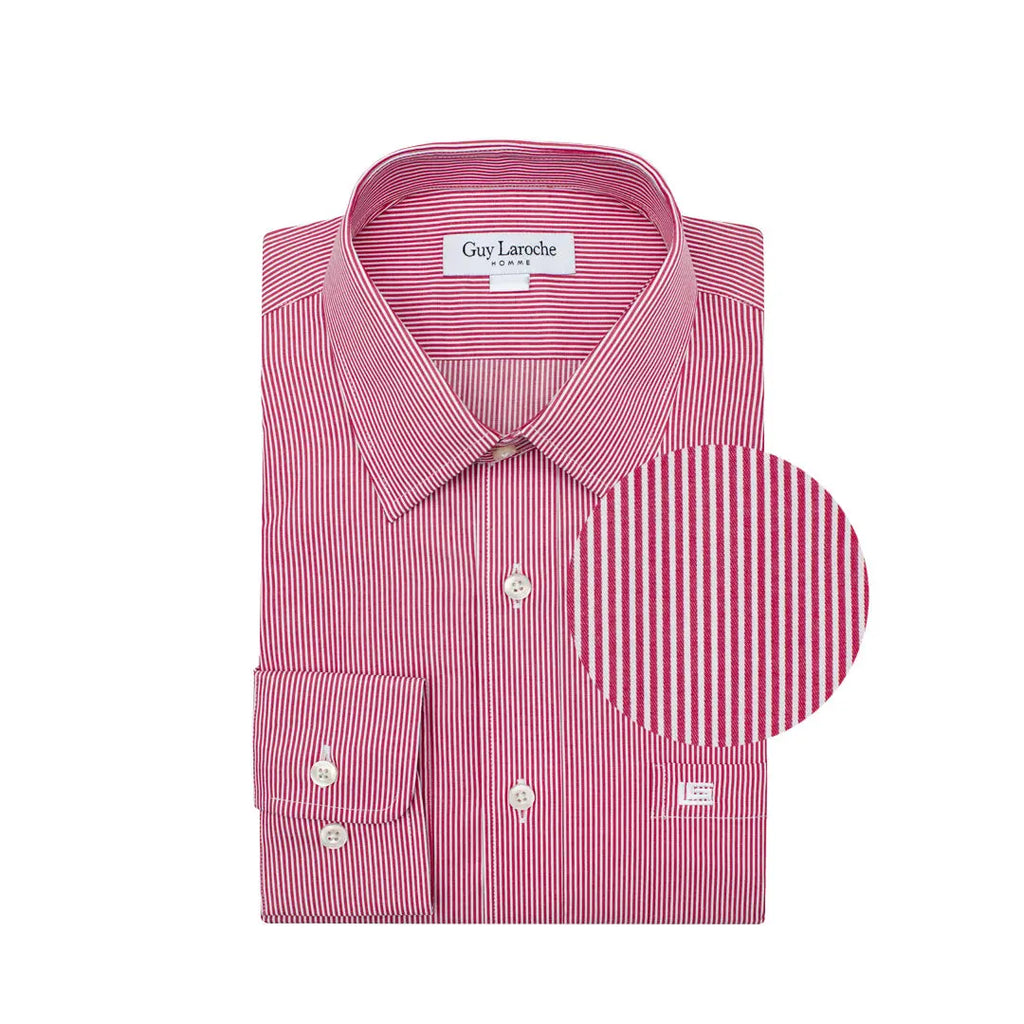 Camisa Formal Classic Fit Lineas Spread Collar Guy Laroche CC00676 - Rojo - Frente ghost mannequin
