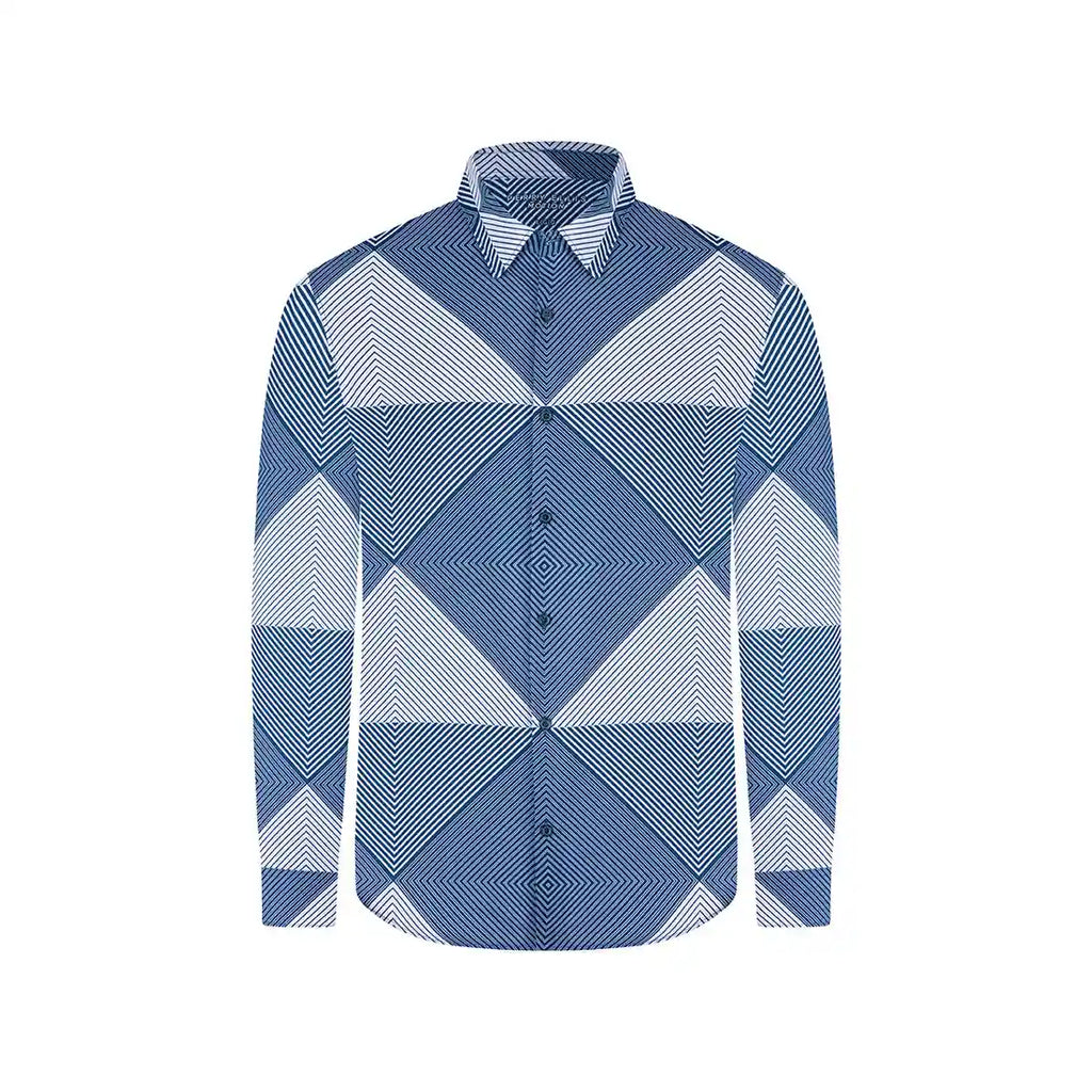 Camisa Sport Azul Medio Classic Fit Perry Ellis CS00902