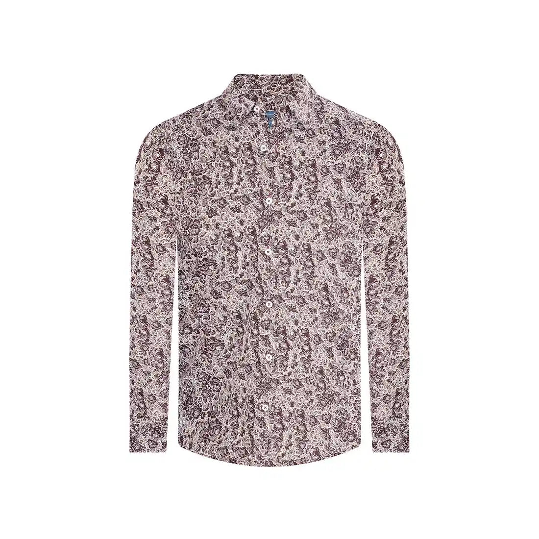 Camisa Sport Azul Classic Fit Perry Ellis CS00908 - Vino - Frente ghost mannequin Imagen principal del producto