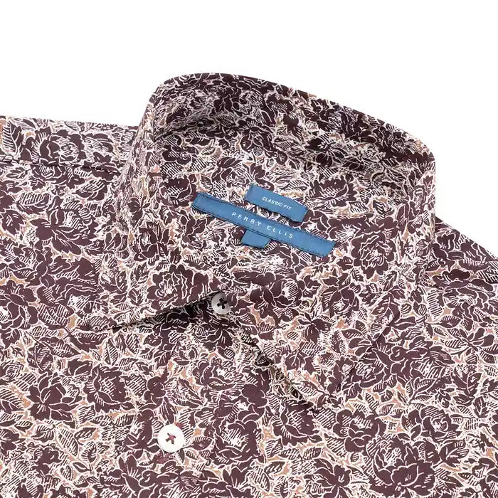 Camisa Sport Azul Classic Fit Perry Ellis CS00908 - Vino - Detalle cuello
