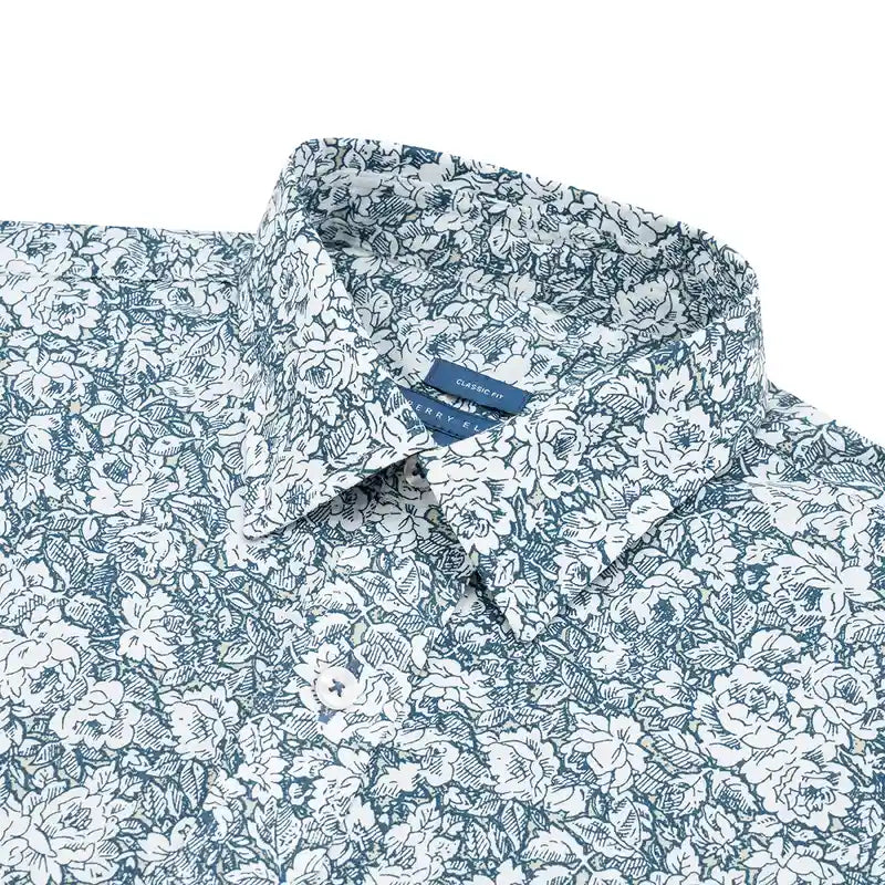 Camisa Sport Azul Classic Fit Perry Ellis CS00908 - Azul Oscuro - Detalle cuello