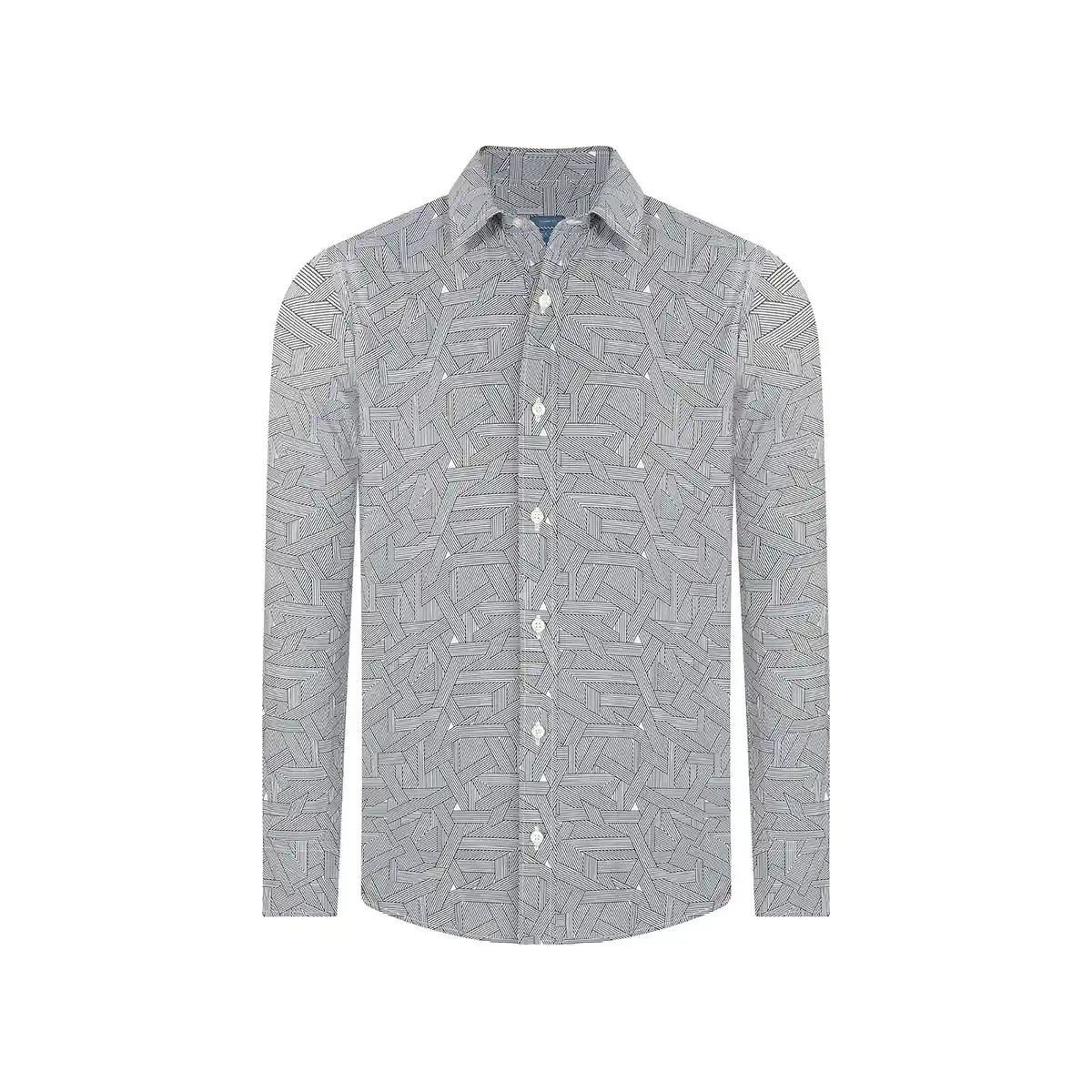 Camisa Sport Gris Claro Classic Fit Perry Ellis CS00909 - Frente ghost mannequin Imagen principal del producto