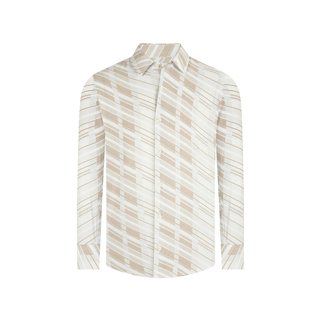 Camisa Sport Beige Claro Classic Fit Perry Ellis CS00910