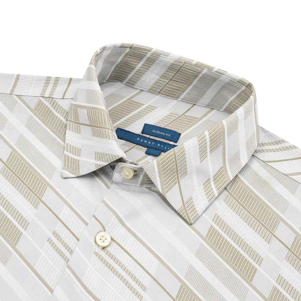 Camisa Sport Beige Claro Classic Fit Perry Ellis CS00910