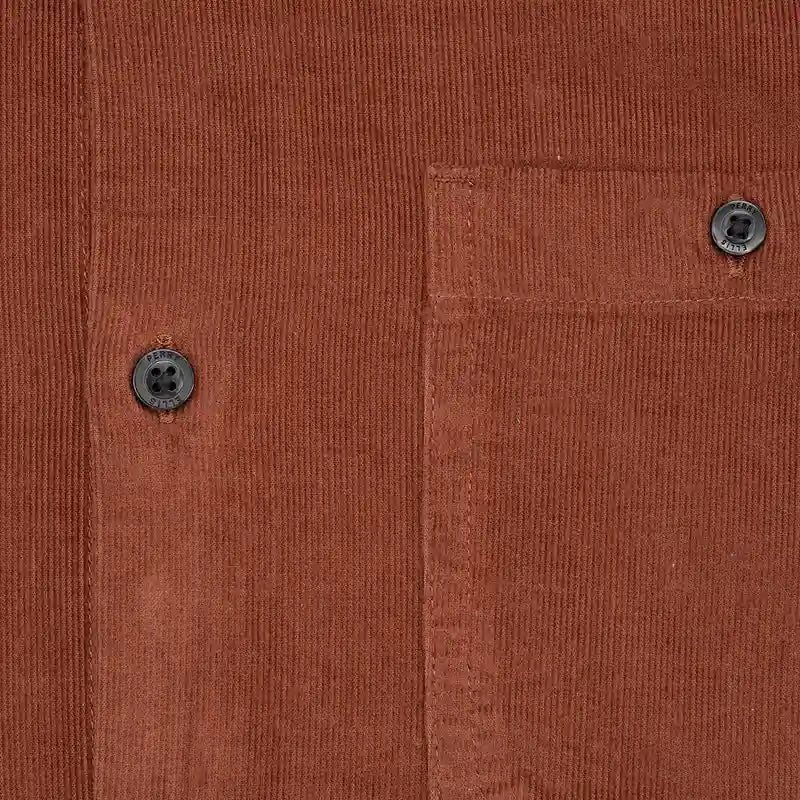 Camisa Sport Beige Classic Fit Perry Ellis CS00913 - Vinotinto - Detalle botón