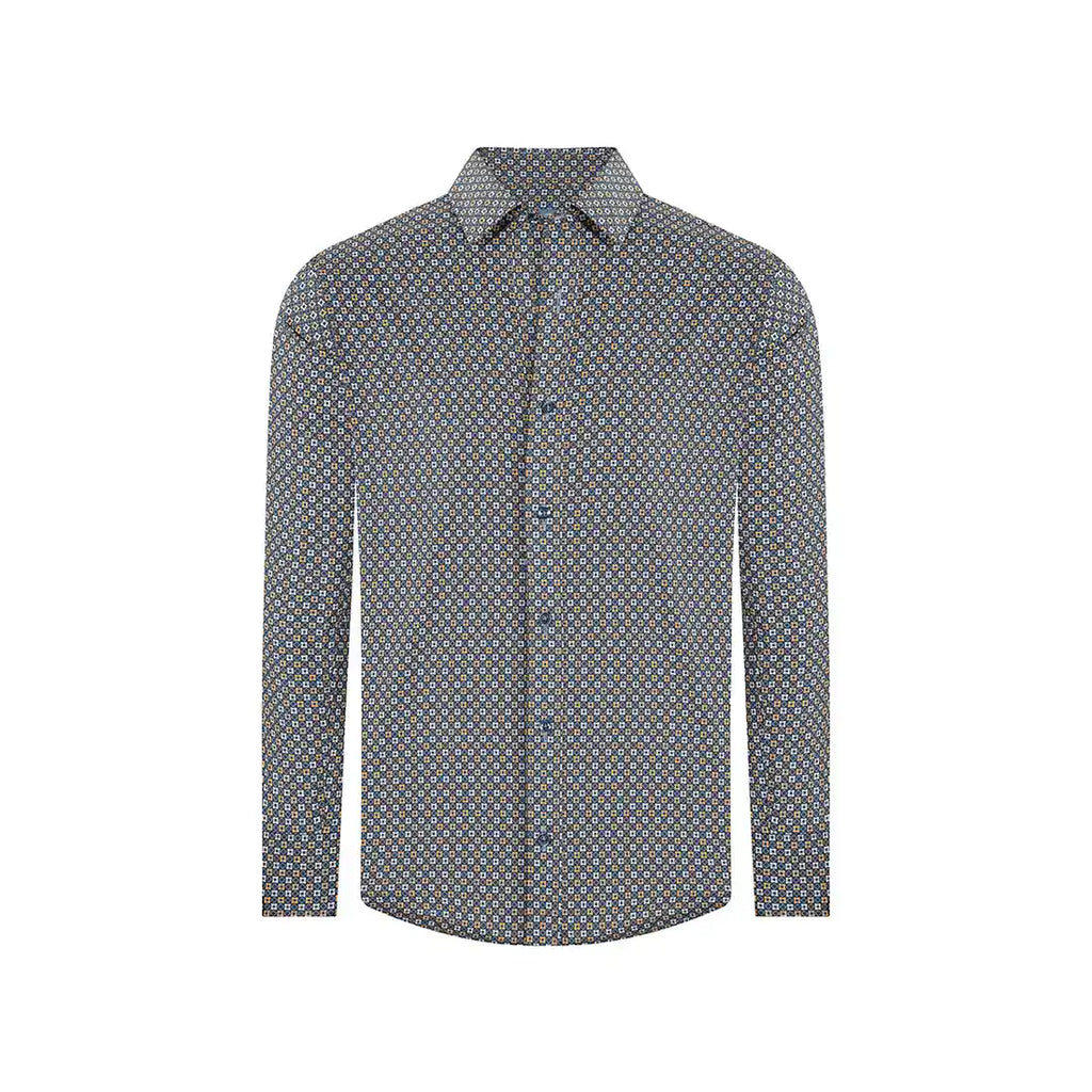 Camisa Sport con Microdiseño Perry Ellis CS00915 - Amarillo - Frente ghost mannequin