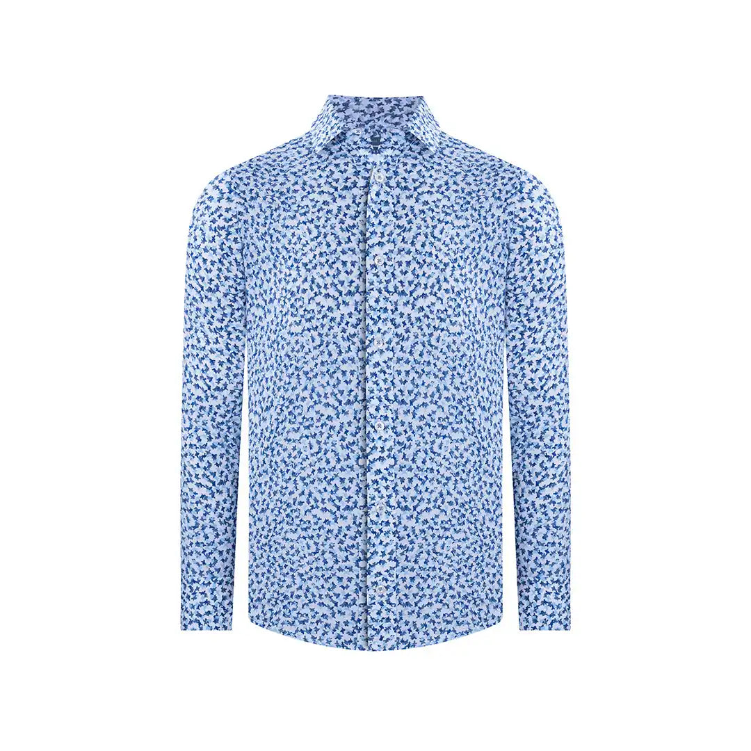 Camisa Sport Perry Ellis CS00883 - Azul Medio - Frente ghost mannequin Imagen principal del producto