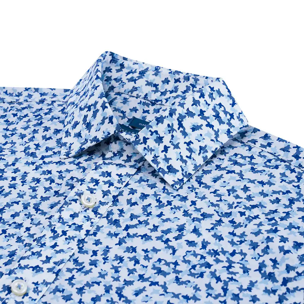 Camisa Sport Perry Ellis CS00883 - Azul Medio - Detalle cuello