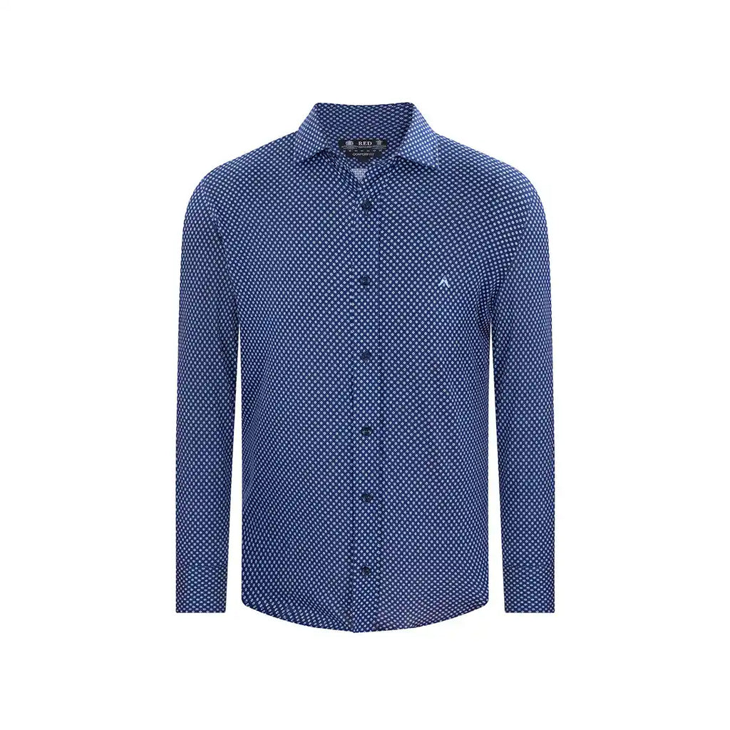 Camisa Sport Azul Oscuro Classic Fit Cuello Mao Austin Reed CS00920
