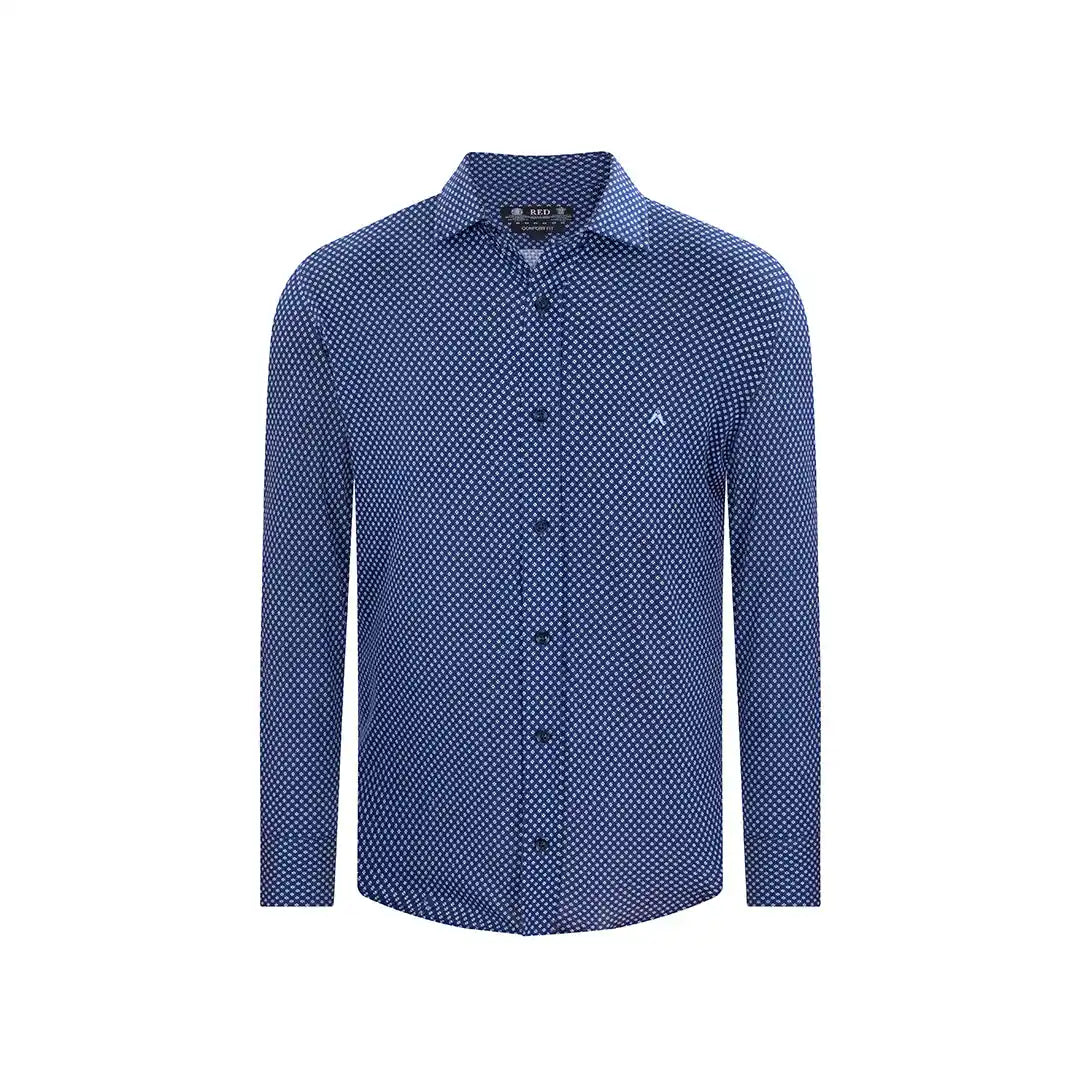 Camisa Sport Azul Oscuro Classic Fit Cuello Mao Austin Reed CS00920