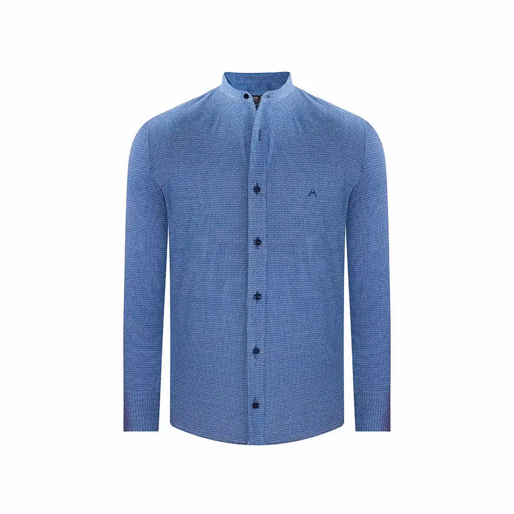 Camisa Sport Azul Classic Fit Cuello Mao Austin Reed CS00923 - Frente ghost mannequin