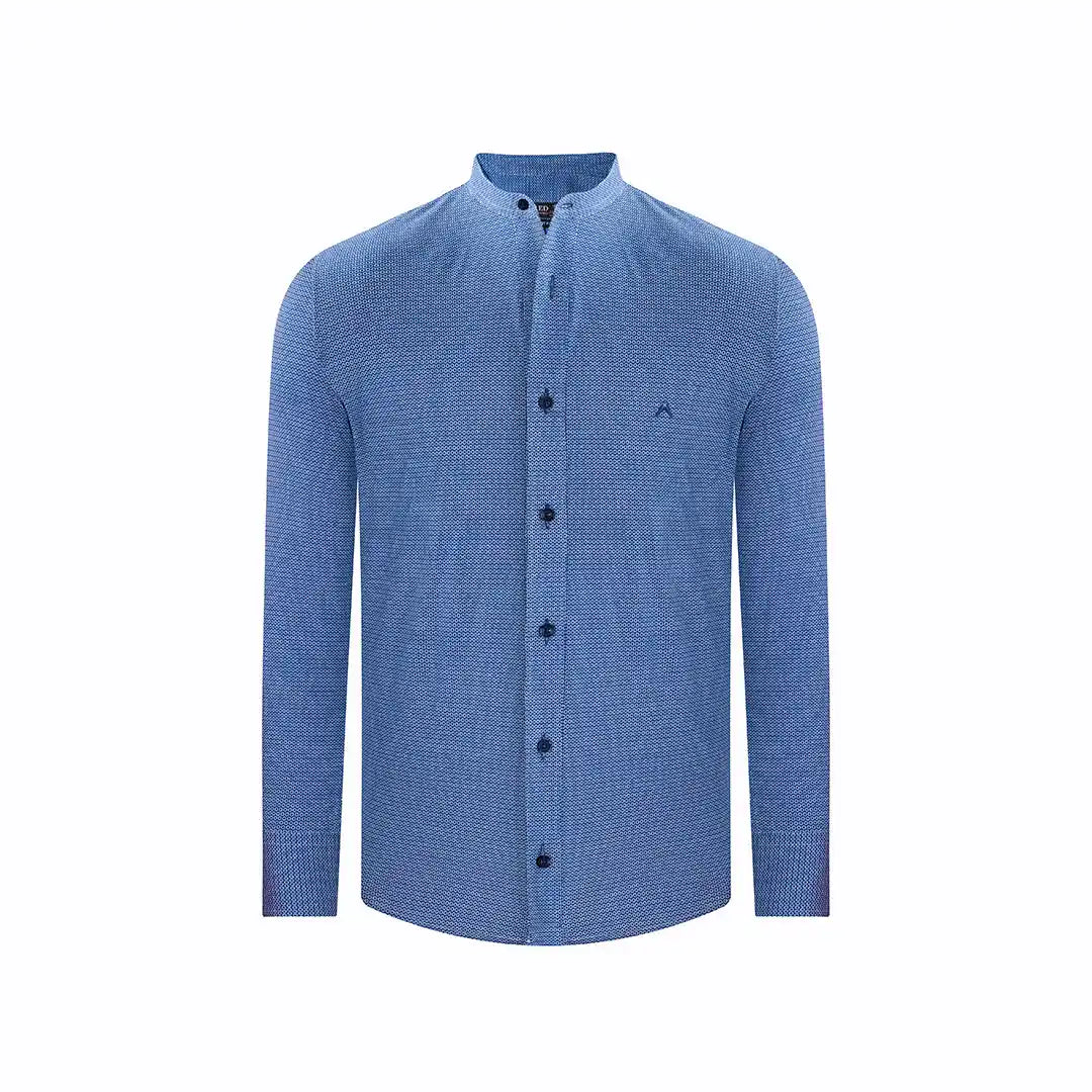 Camisa Sport Azul Classic Fit Cuello Mao Austin Reed CS00923 - Frente ghost mannequin Imagen principal del producto